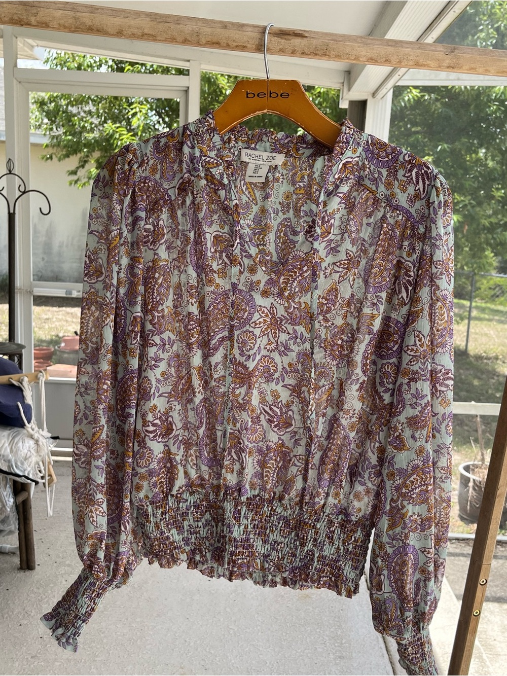 Rachel zoe paisley sheer blouse